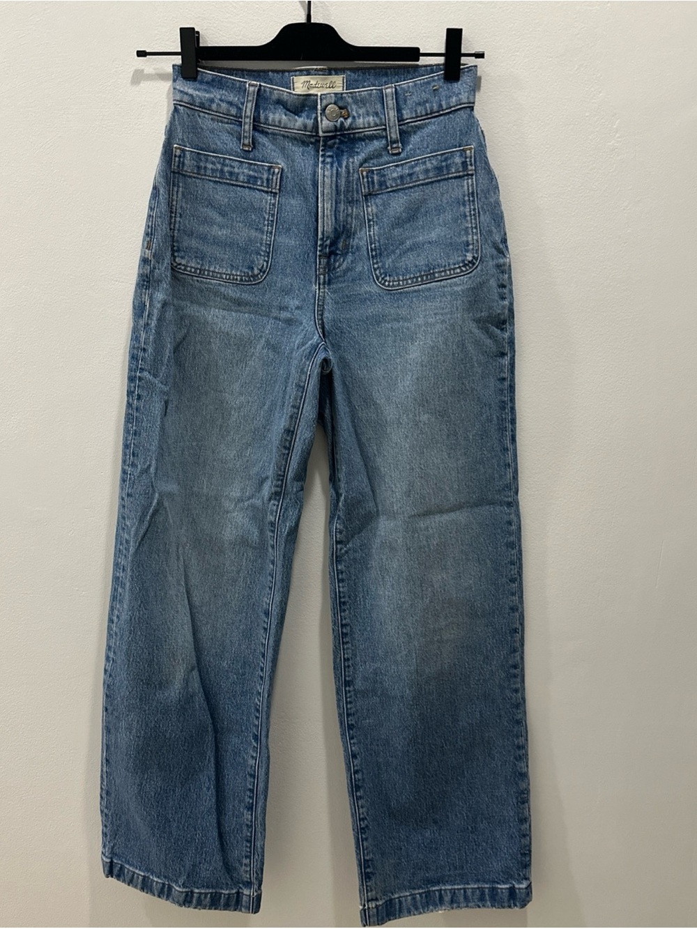 Madewell Light Blue Wide Leg Jeans Front Patch Pockets